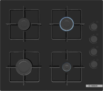 Bosch Series 4 built-in gas hob 60cm,Black tempered glass