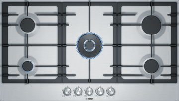 Bosch Series 6, 5 burner gas hob 90 cm Stainless steel