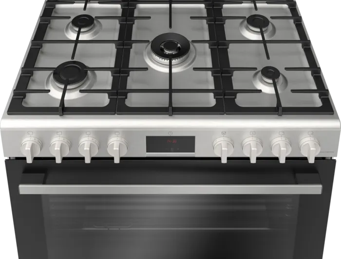 Bosch Series 6 Gas Range Cooker with 147 liter oven Stainless Steel 90×60cm HGW3ASQ50M