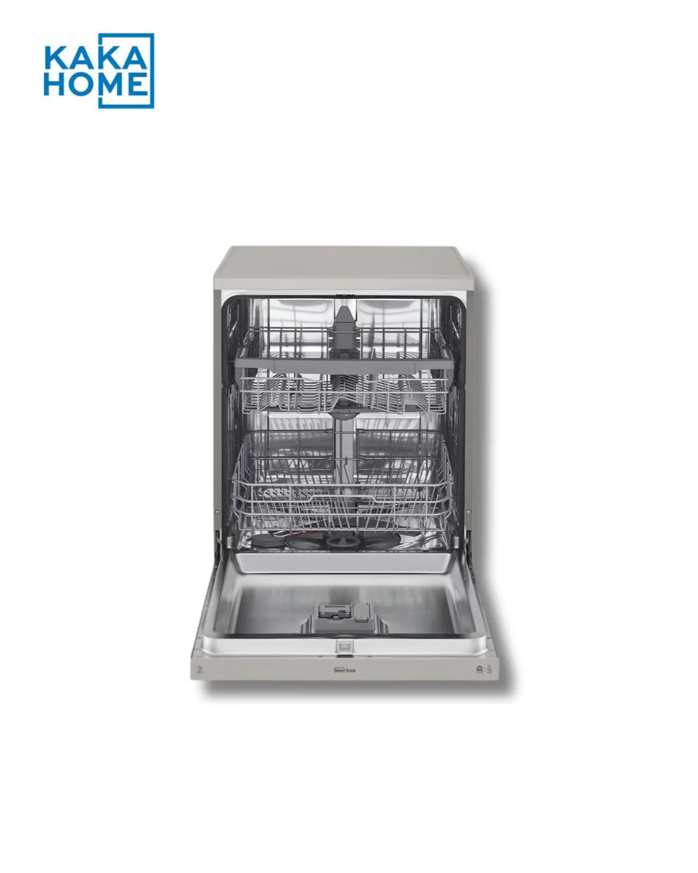 LG DFB512FP dishwasher front view with door open
