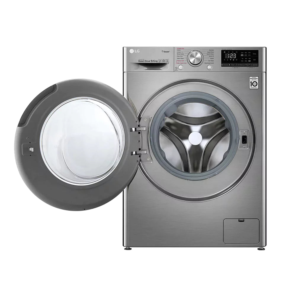 LG F4V5RYP2T Front Load Washing Machine, 10 Kg - Silver