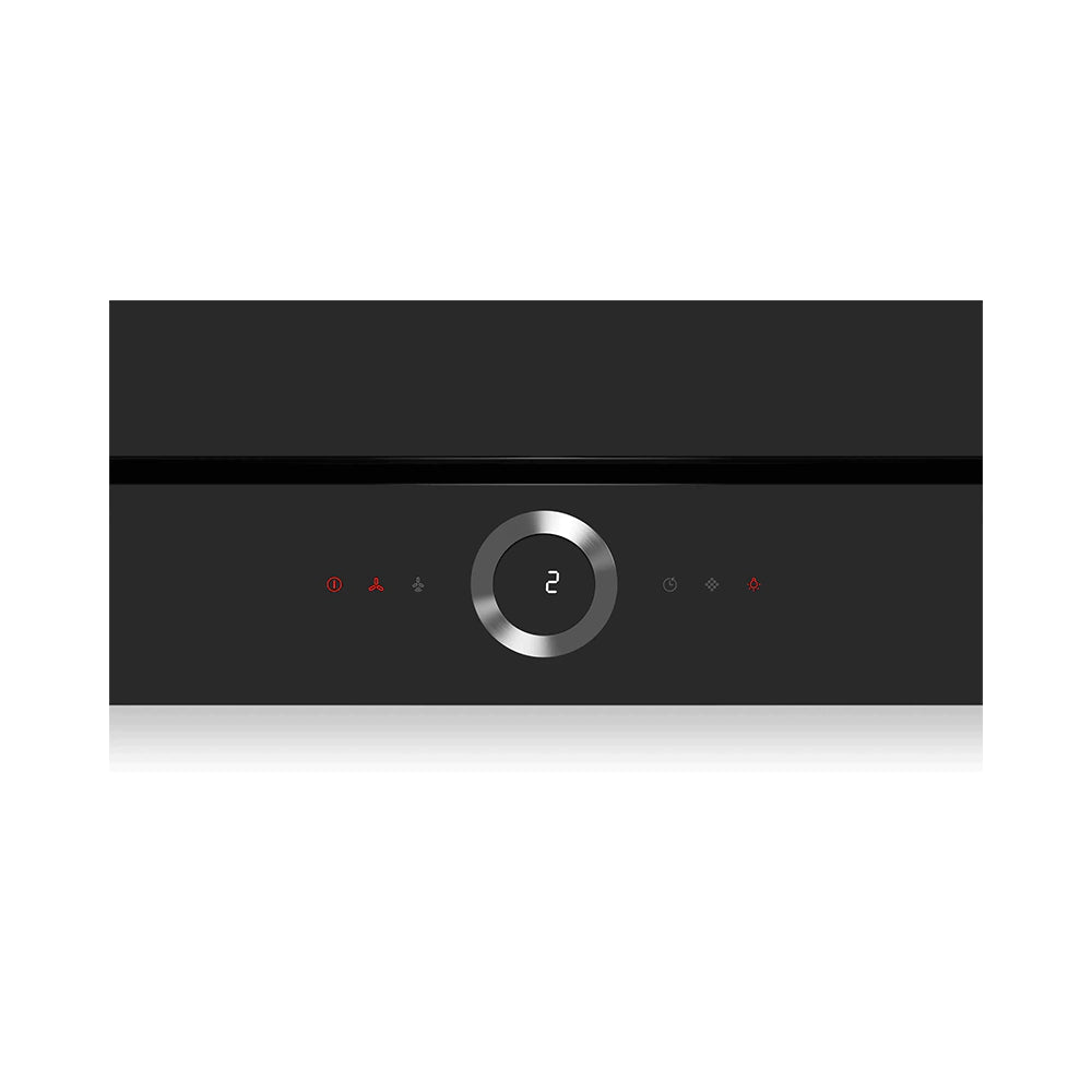BOSCH DWF97RV60B Series 8 wall-mounted cooker hood 90 cm clear glass black printed