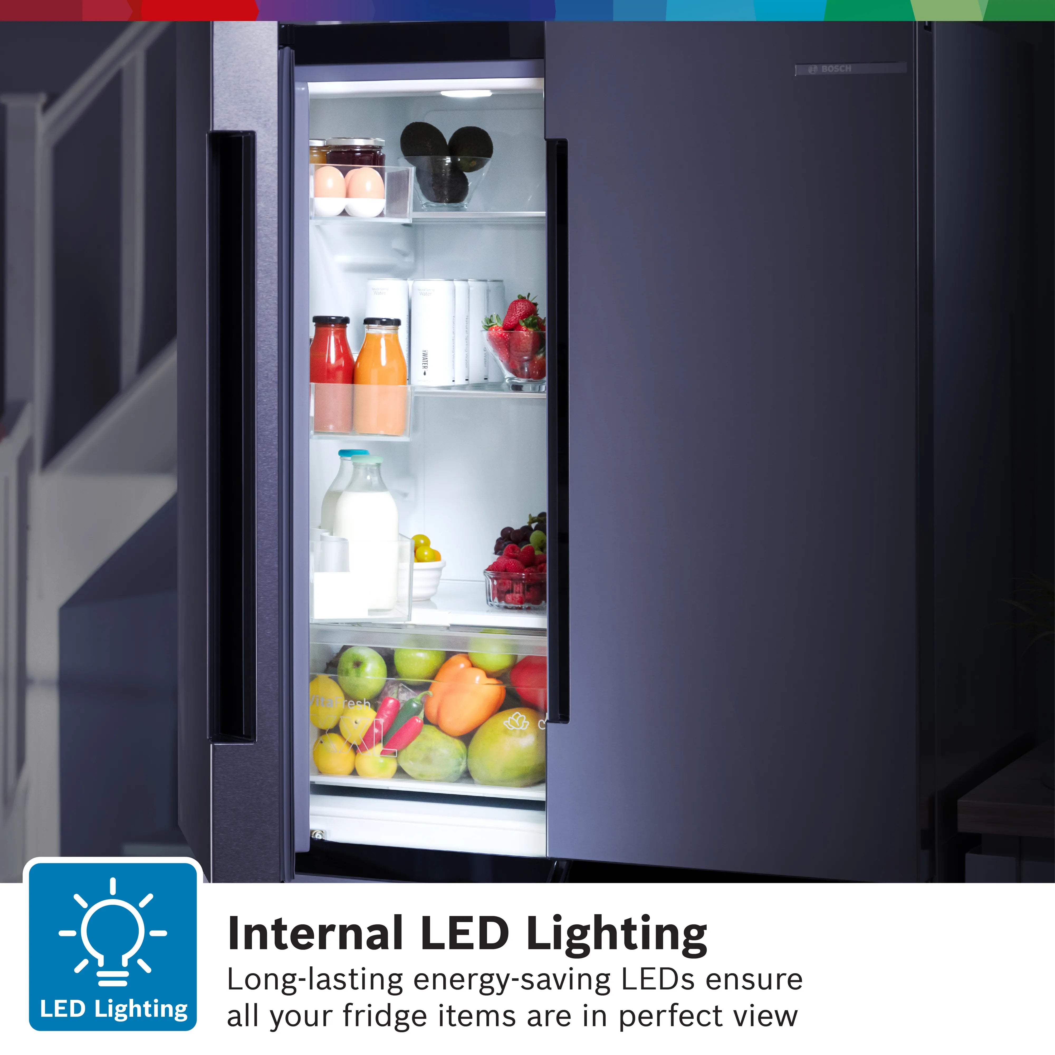 Bosch French Door Refrigerator 605 Liters with Multi Airflow System KFN96VPEAG