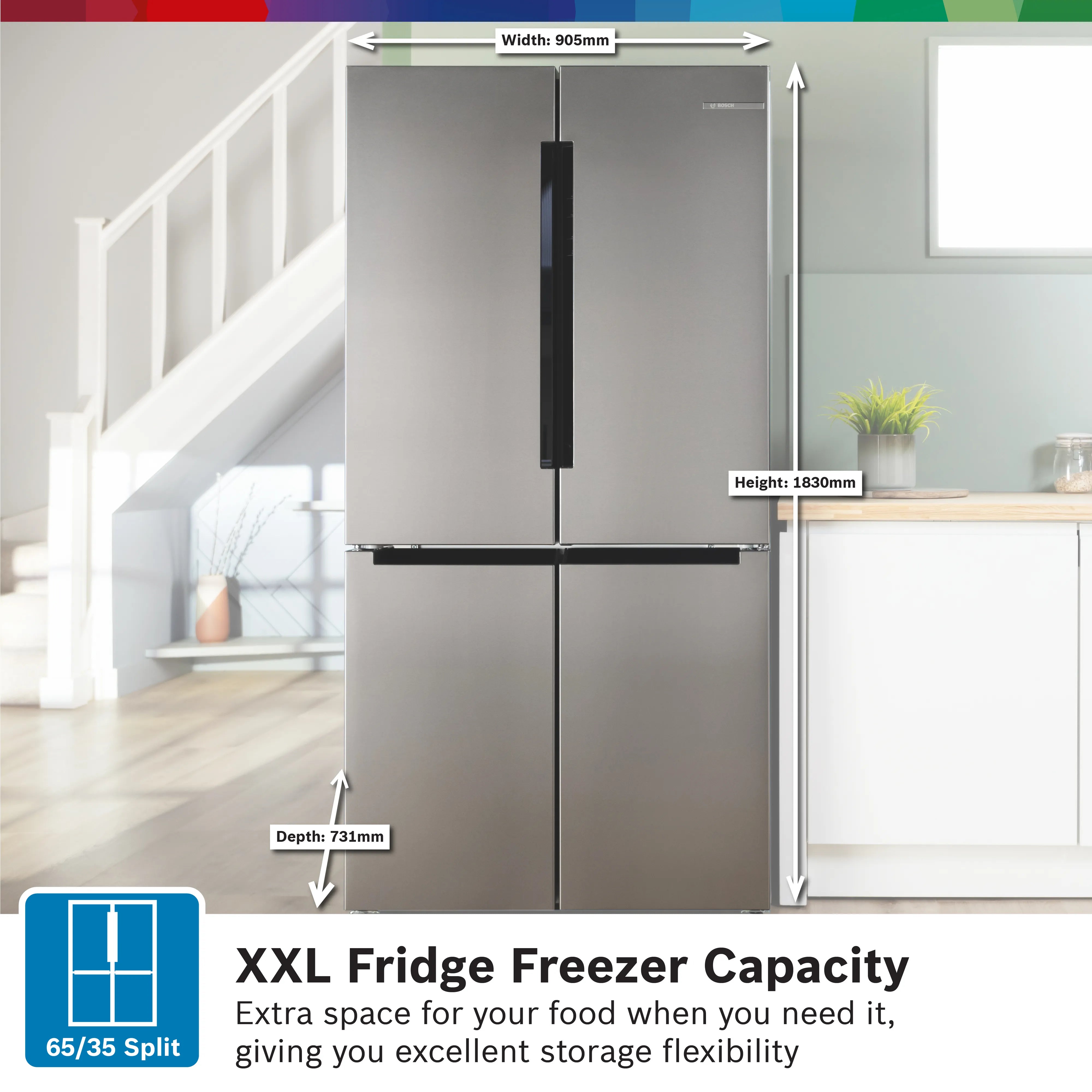 Bosch French Door Refrigerator 605 Liters with Multi Airflow System KFN96VPEAG