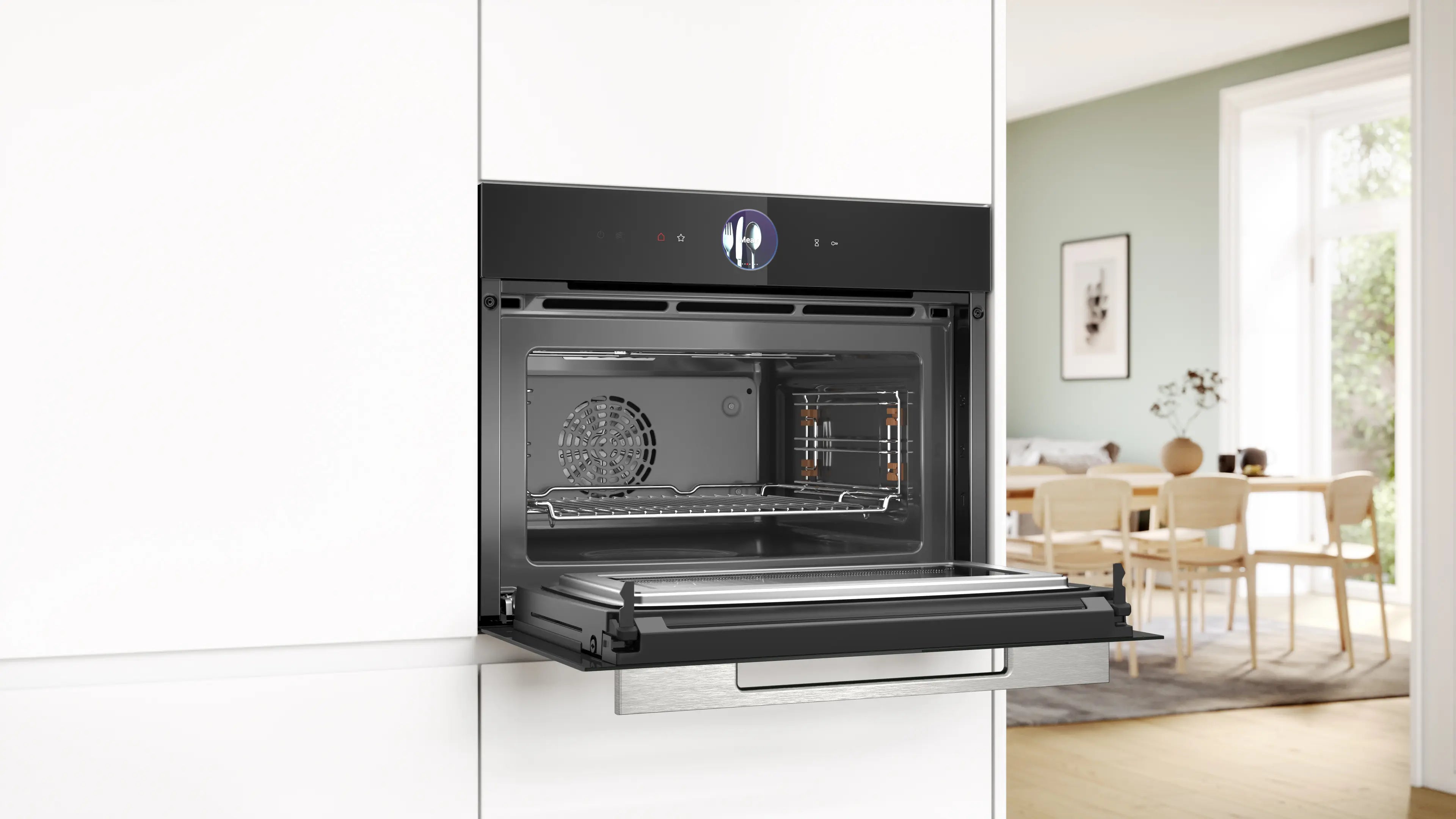 Series 8, Built-in compact oven with microwave function, 60 x 45 cm, Black