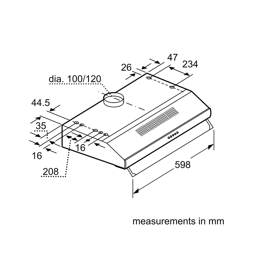 BOSCH DHU665CGB Series 4 built-under cooker hood 60 cm Stainless steel