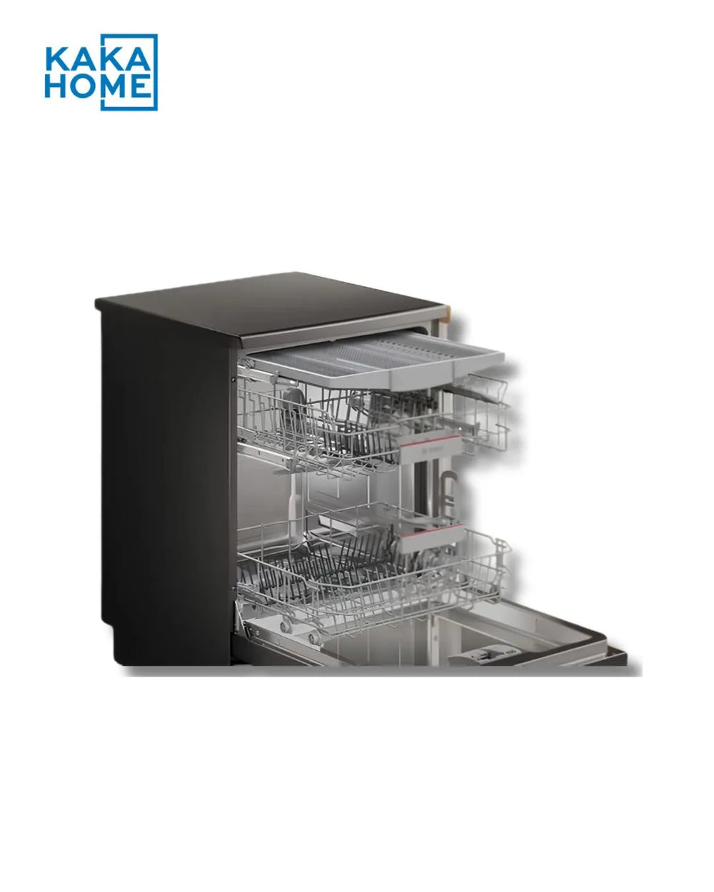 Bosch SMS4HMC65M dishwasher side view with door open
