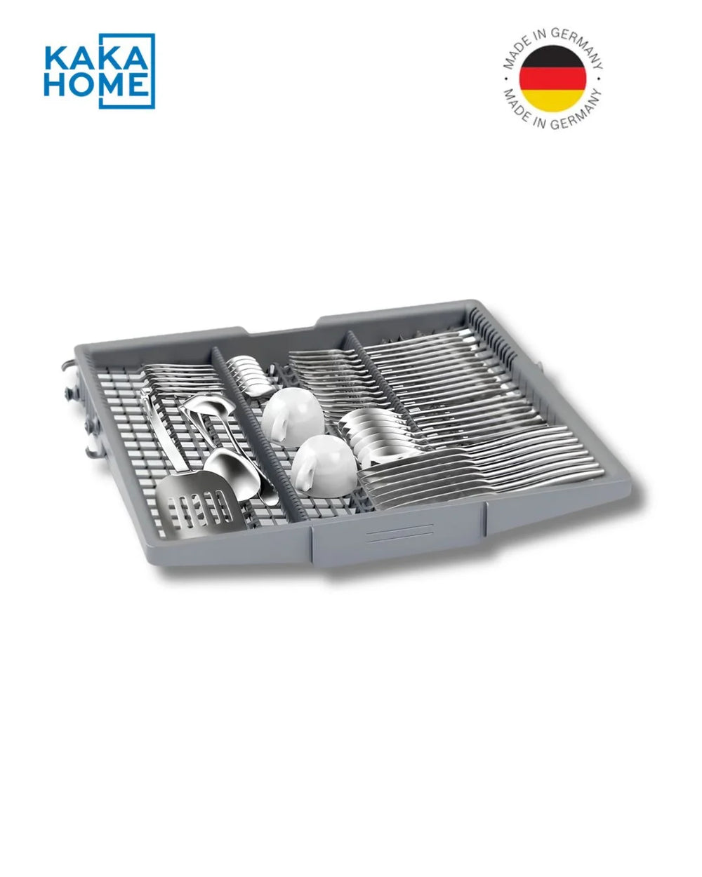 Bosch SMS4ECI26M dishwasher interior rack with spoons and cups
