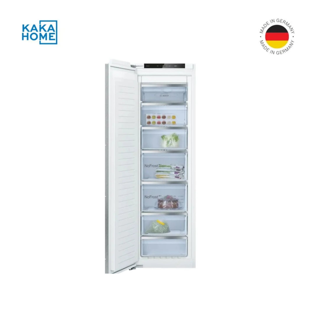 Bosch Gin81aee0m Freezer With Door Fully Open Showing Interior