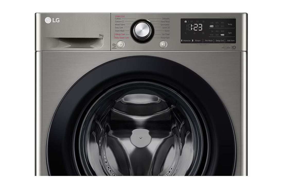 LG 9 kg Front-Load Washer with AI DD™, Steam™ Gray F4R3VYG6P