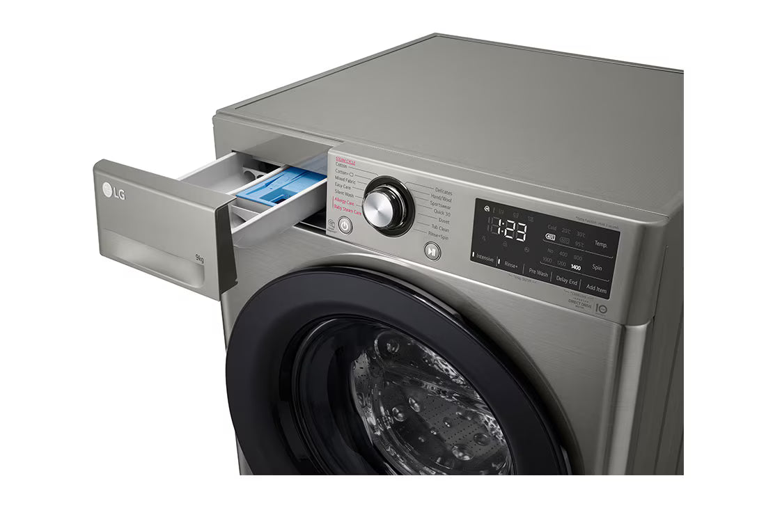 LG 9 kg Front-Load Washer with AI DD™, Steam™ Gray F4R3VYG6P