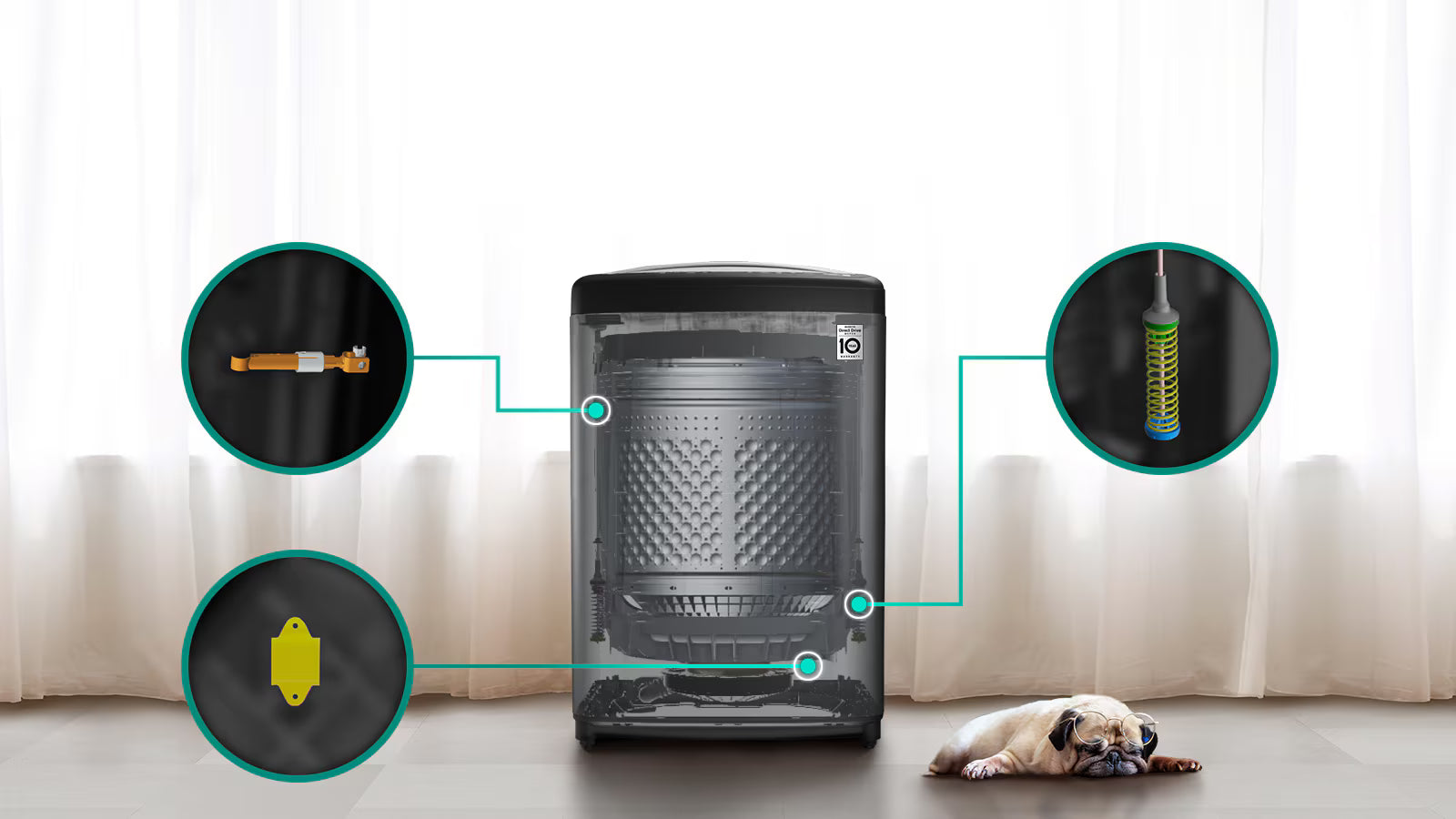 LG Top load 21kg Inverter Direct Drive Motor in Smart Diagnosis™ & Wi-Fi Control