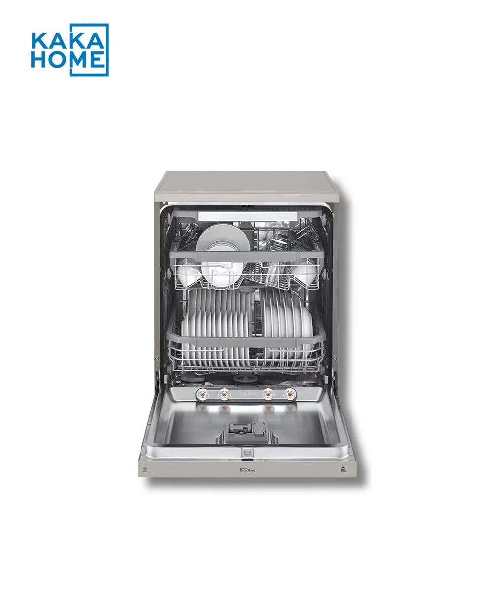LG DFB425FP dishwasher front view with door open
