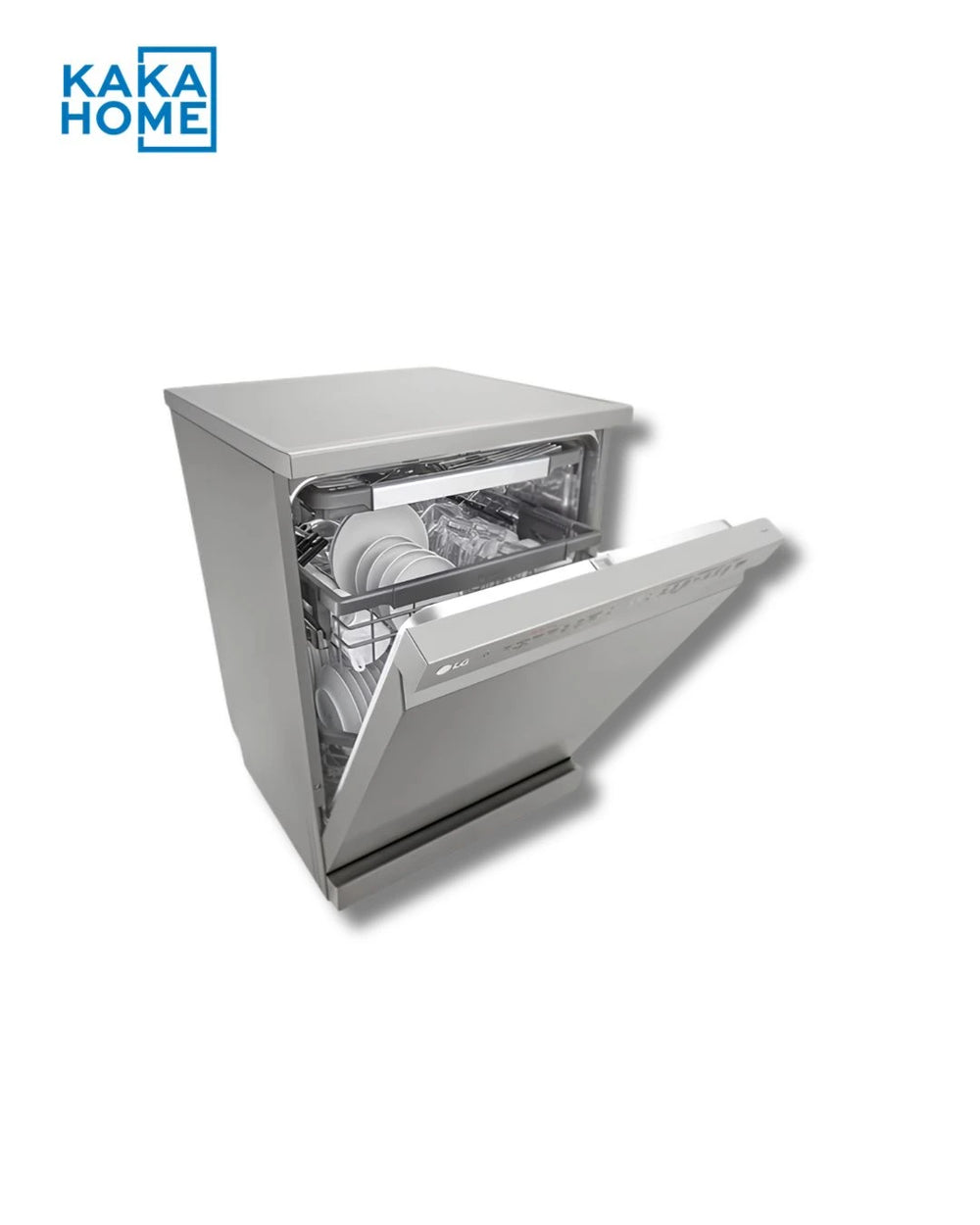 LG DFC435FP dishwasher upper tilted view with door open