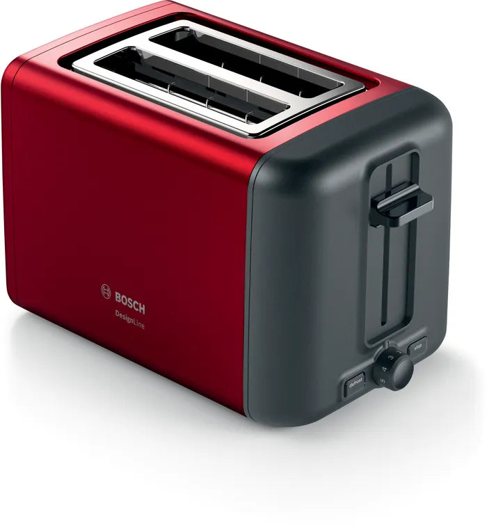 Bosch Compact 2 Slice Toaster Deep Red Crystal Stainless Steel TAT3P424GB