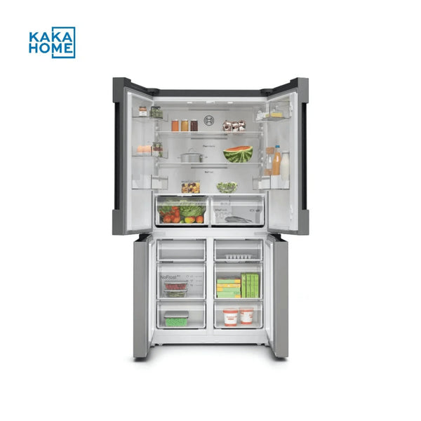 Bosch KFN96VPEAG refrigerator with all doors open