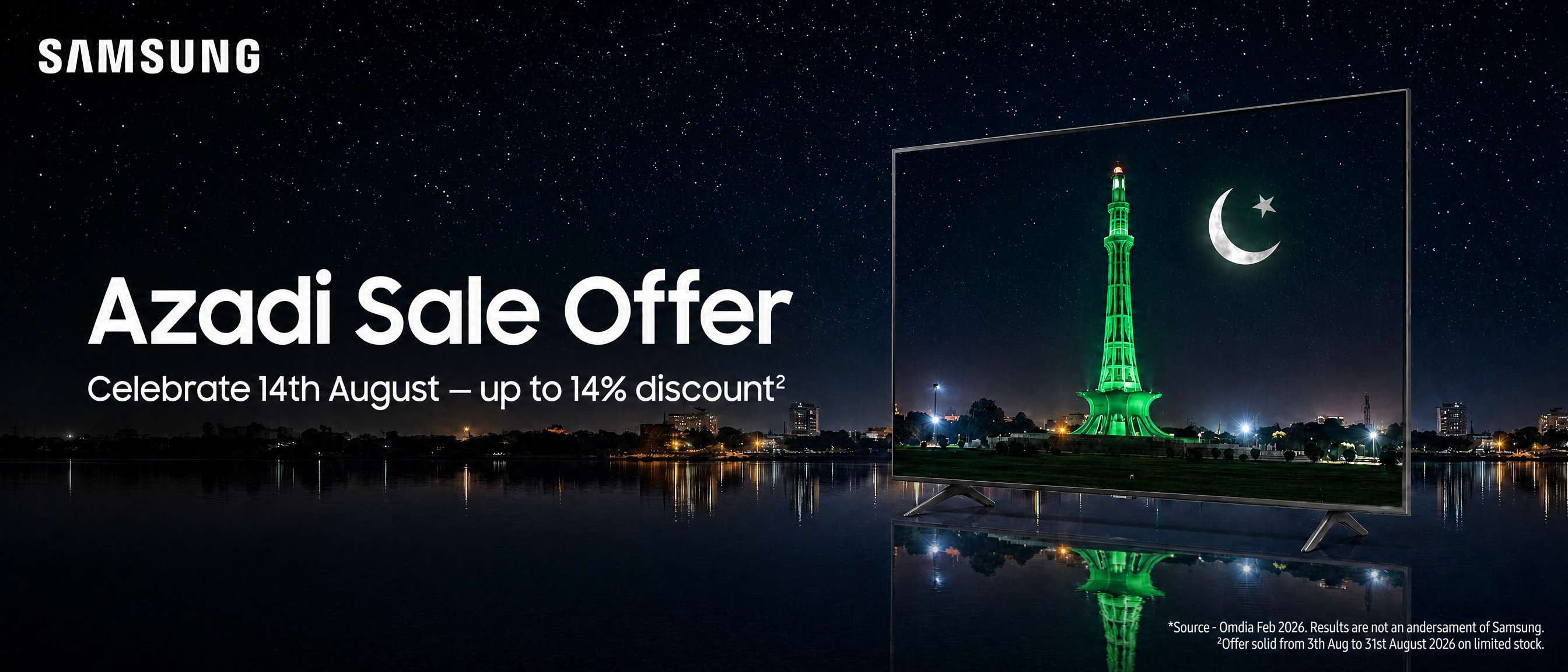 Samsung Azadi Sale Offer Pakistan with Monument of Minar e Pakistan 14 August Offer.1621243260e1af0c20-2