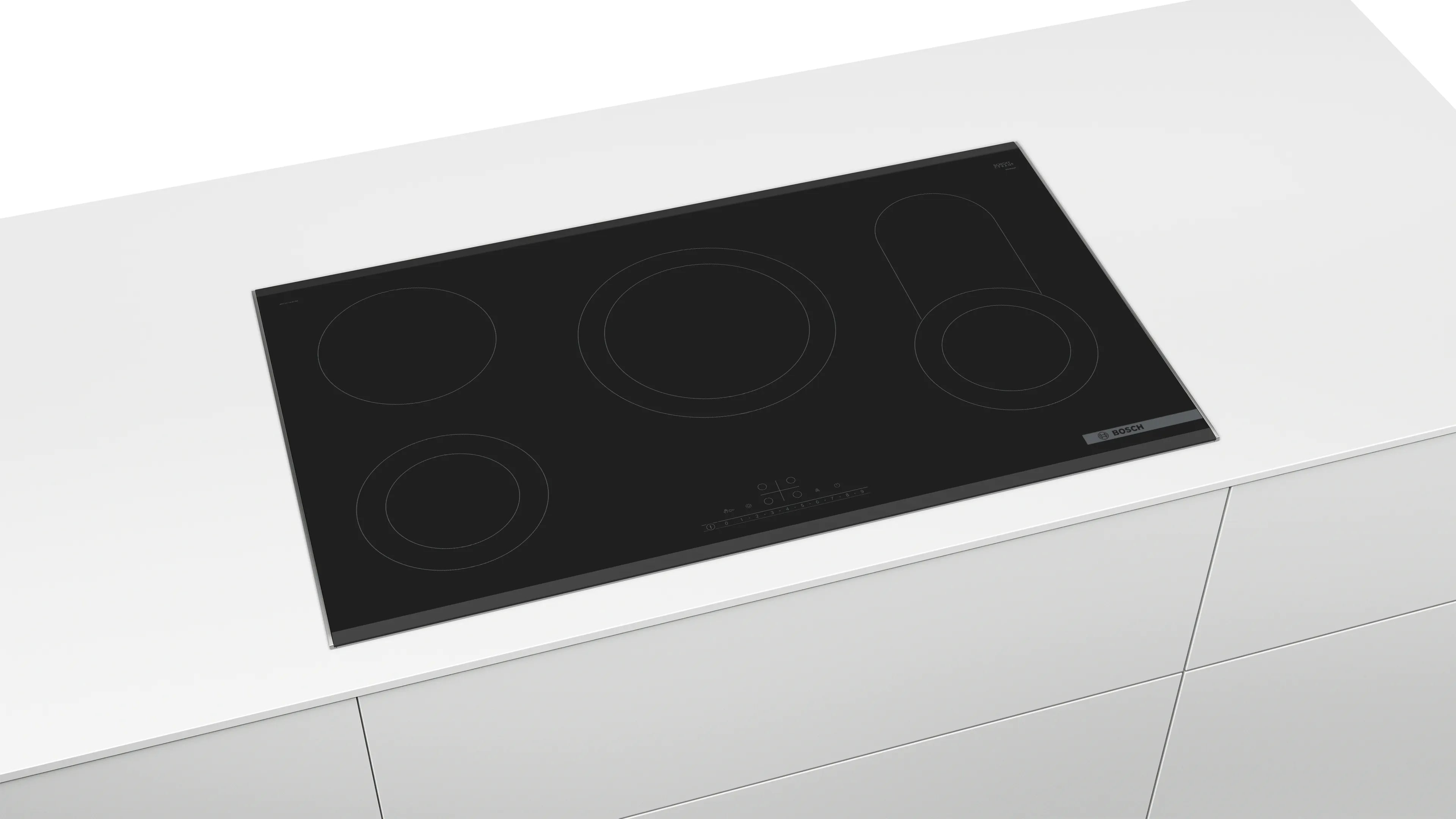 Bosch Series 6, 90cm electric hob with Extendable oval zone, Black ceramic glass