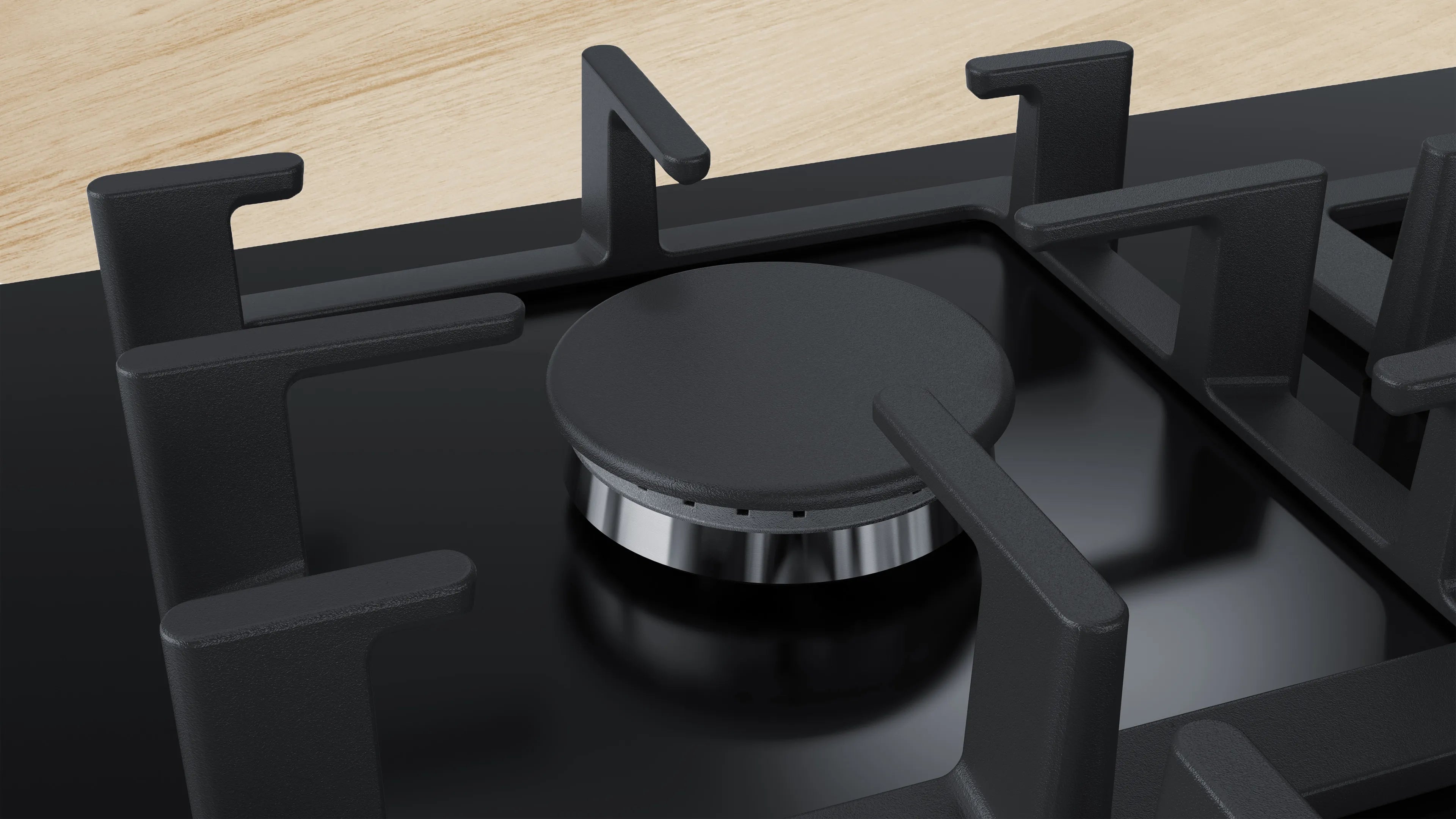 Bosch Series 6, 5 Burner gas hob 90 cm Tempered glass, Black