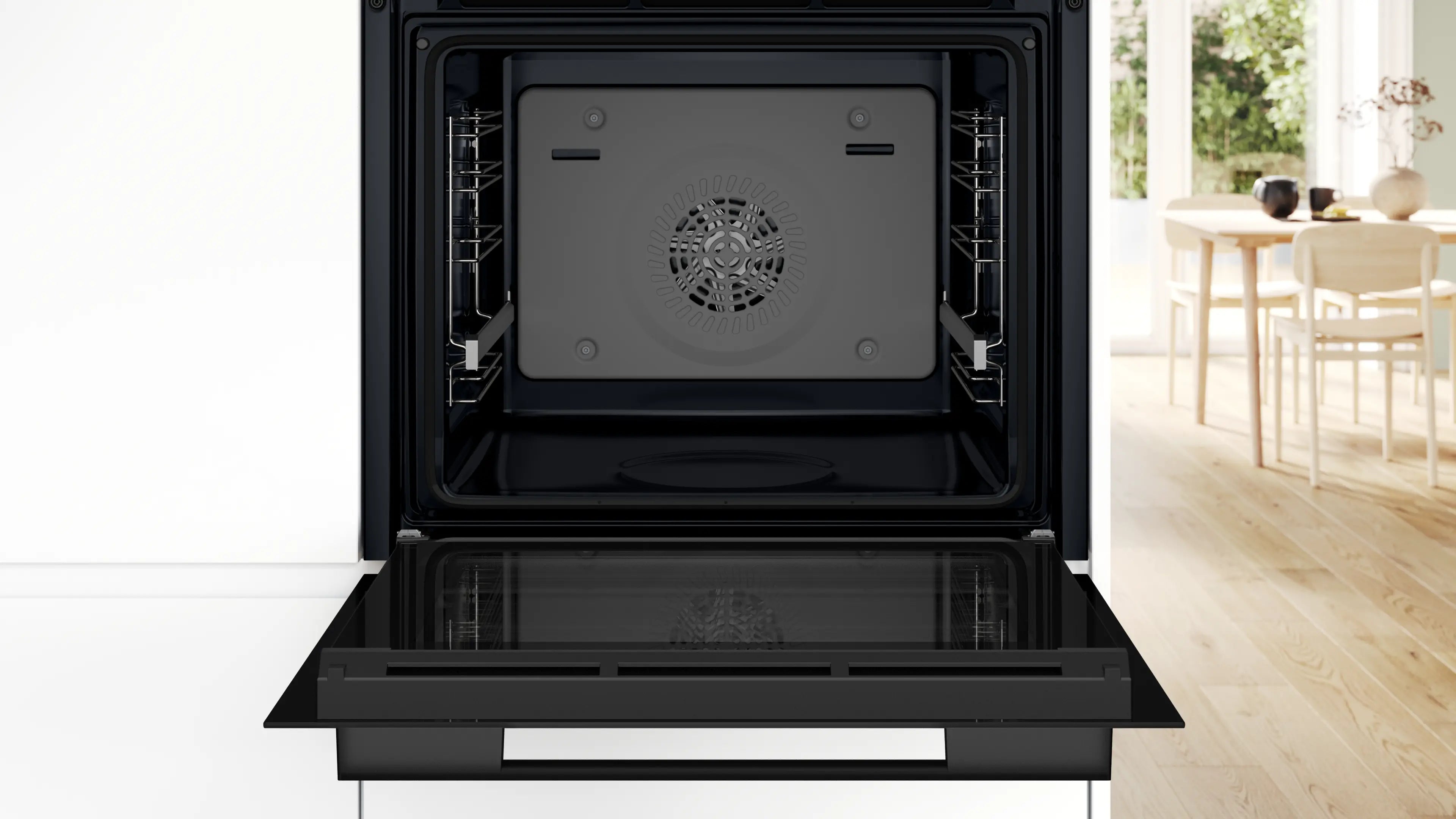 Bosch Series 4, Built-in oven with added steam, 76 L, 60 x 60 cm, Black HUA736EA0M