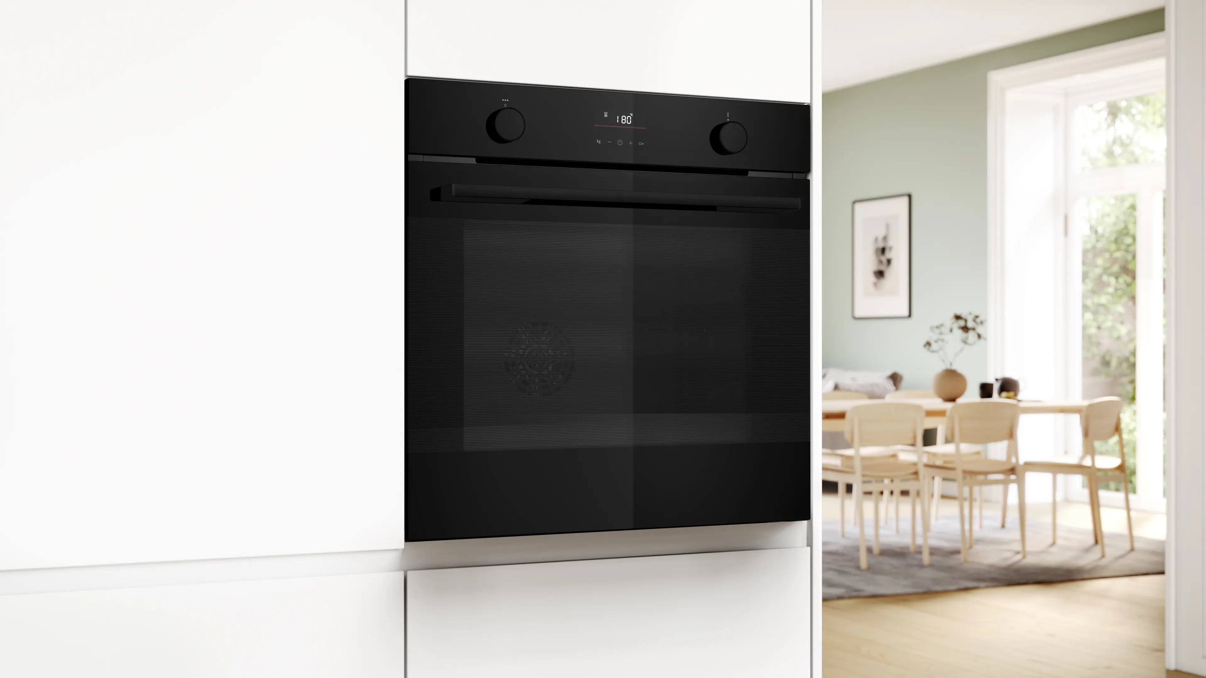 Bosch Series 4, Built-in oven with added steam, 76 L, 60 x 60 cm, Black HUA736EA0M