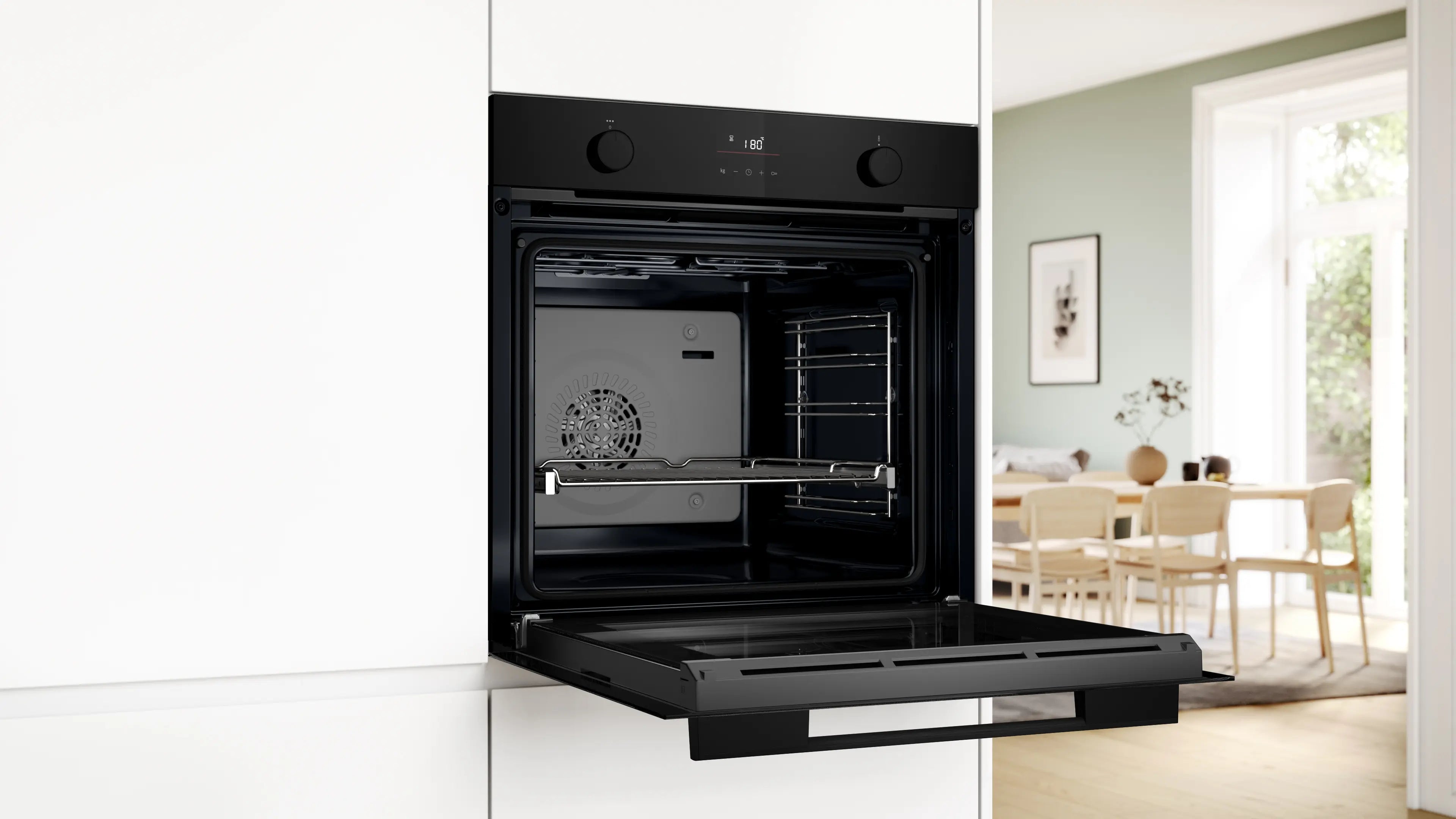 Bosch Series 4, Built-in oven with added steam, 76 L, 60 x 60 cm, Black HUA736EA0M