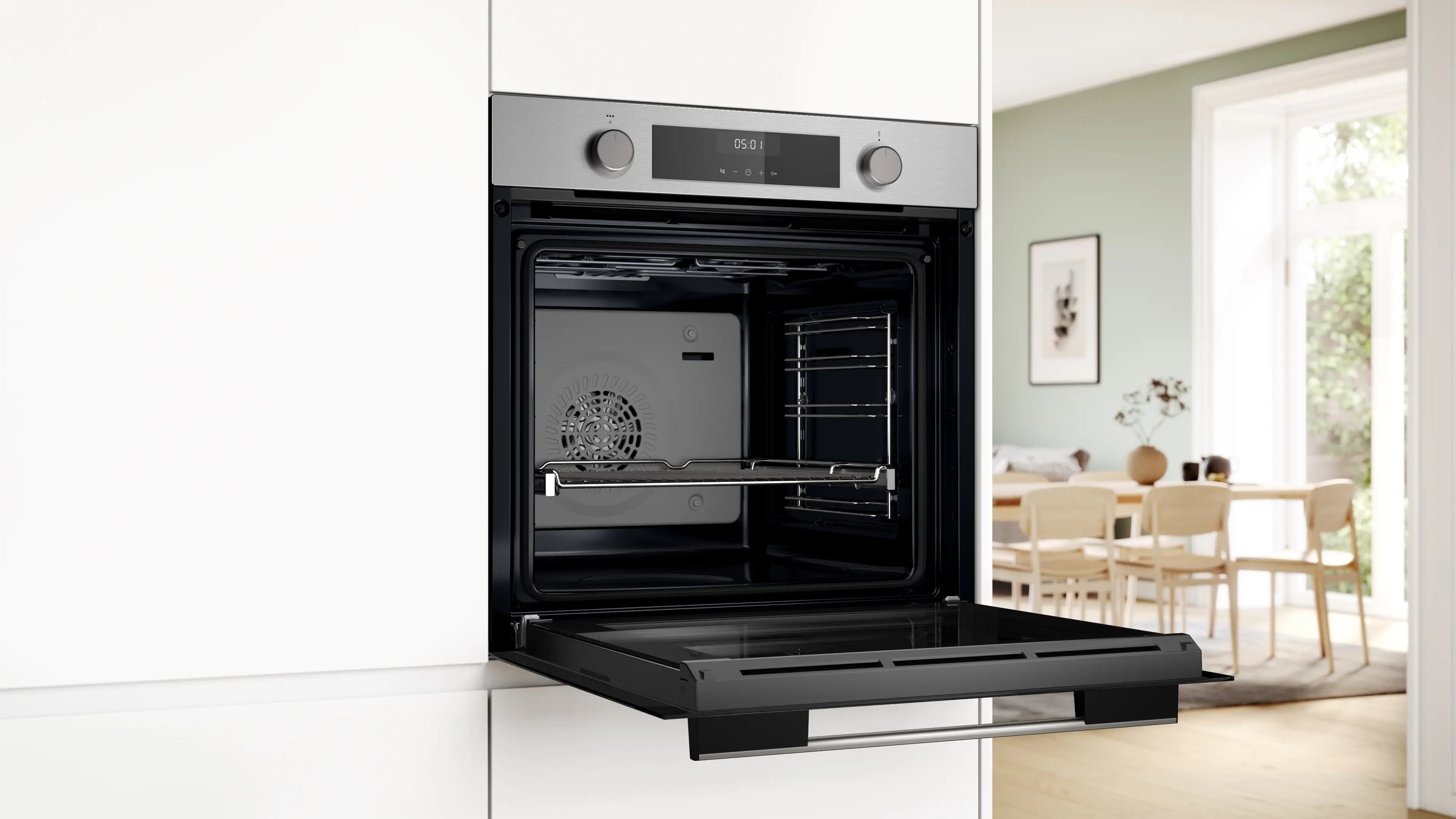 Bosch Series 4, Built-in oven with added steam, 76 L, 60 x 60 cm, Stainless steel HUA736ER0M