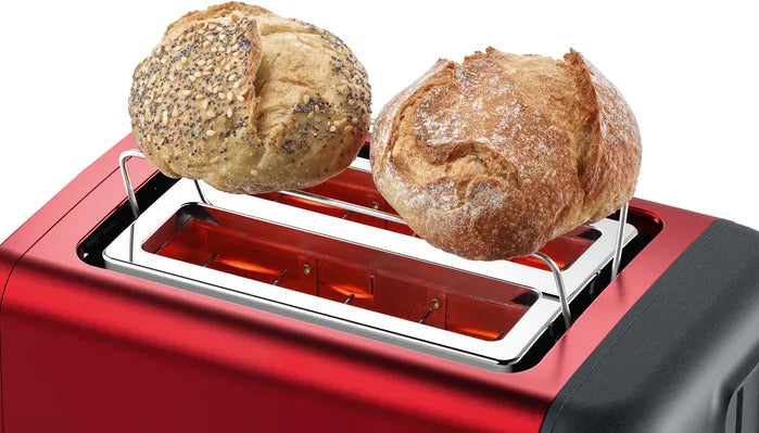 Bosch Compact 2 Slice Toaster Deep Red Crystal Stainless Steel TAT3P424GB