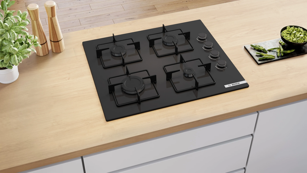 Bosch Series 4 60 cm Gas Hob with 4 Burners and Tempered Glass