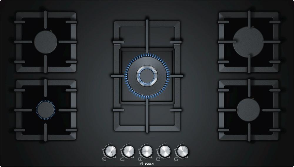 Bosch Series 6 90 cm Gas Hob with Wok Burner and Tempered Glass