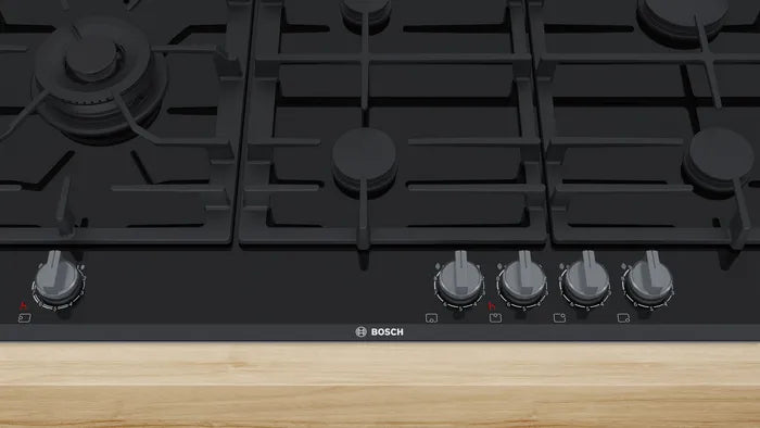 Bosch Series 8,5 Burner Built-In Gas Hob Black Ceramic Glass 90cm PRS9A6D70M