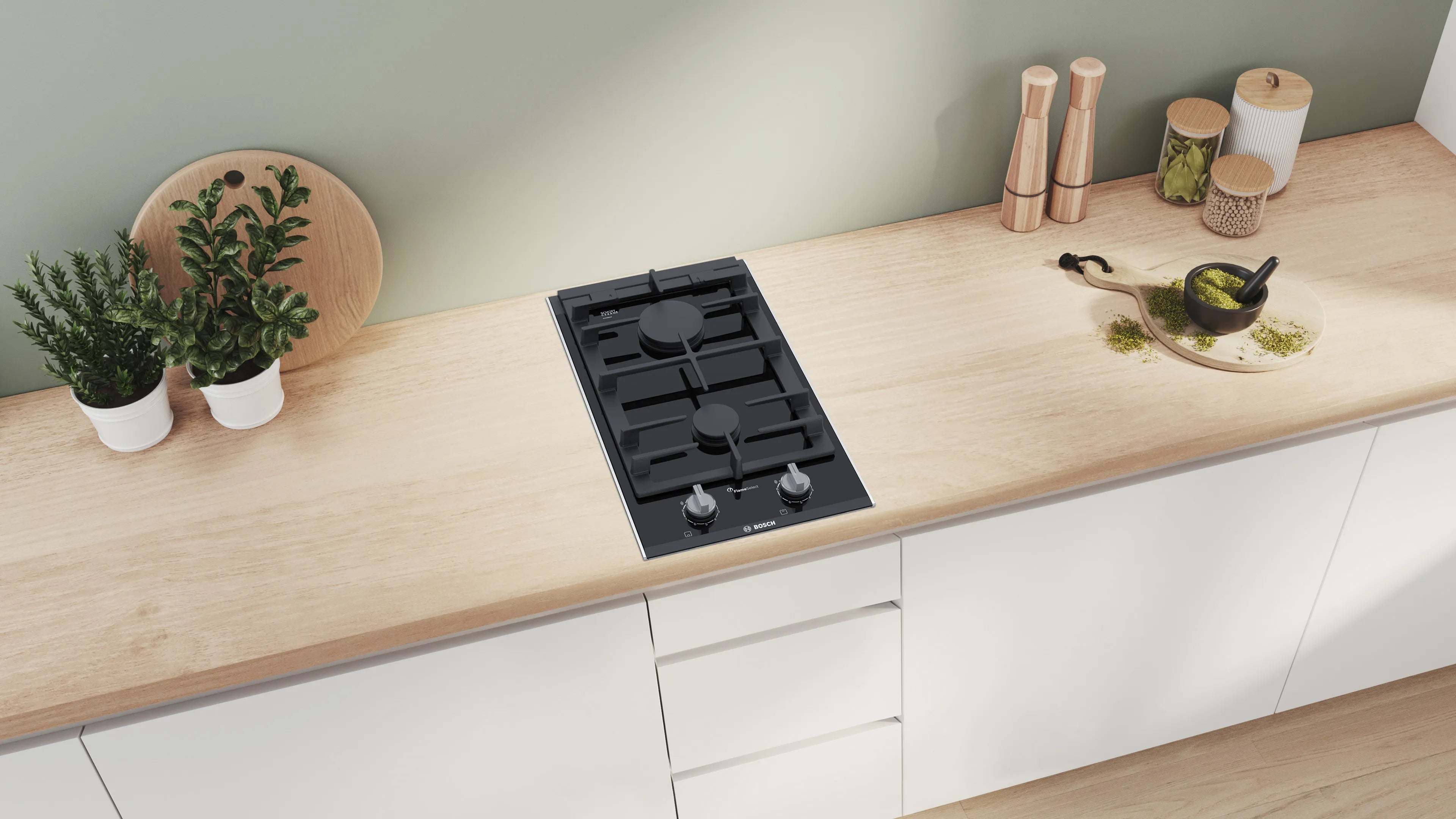 Bosch Series 8 Domino Gas Hob 30cm Ceramic Glass Black PRB3A6D70M