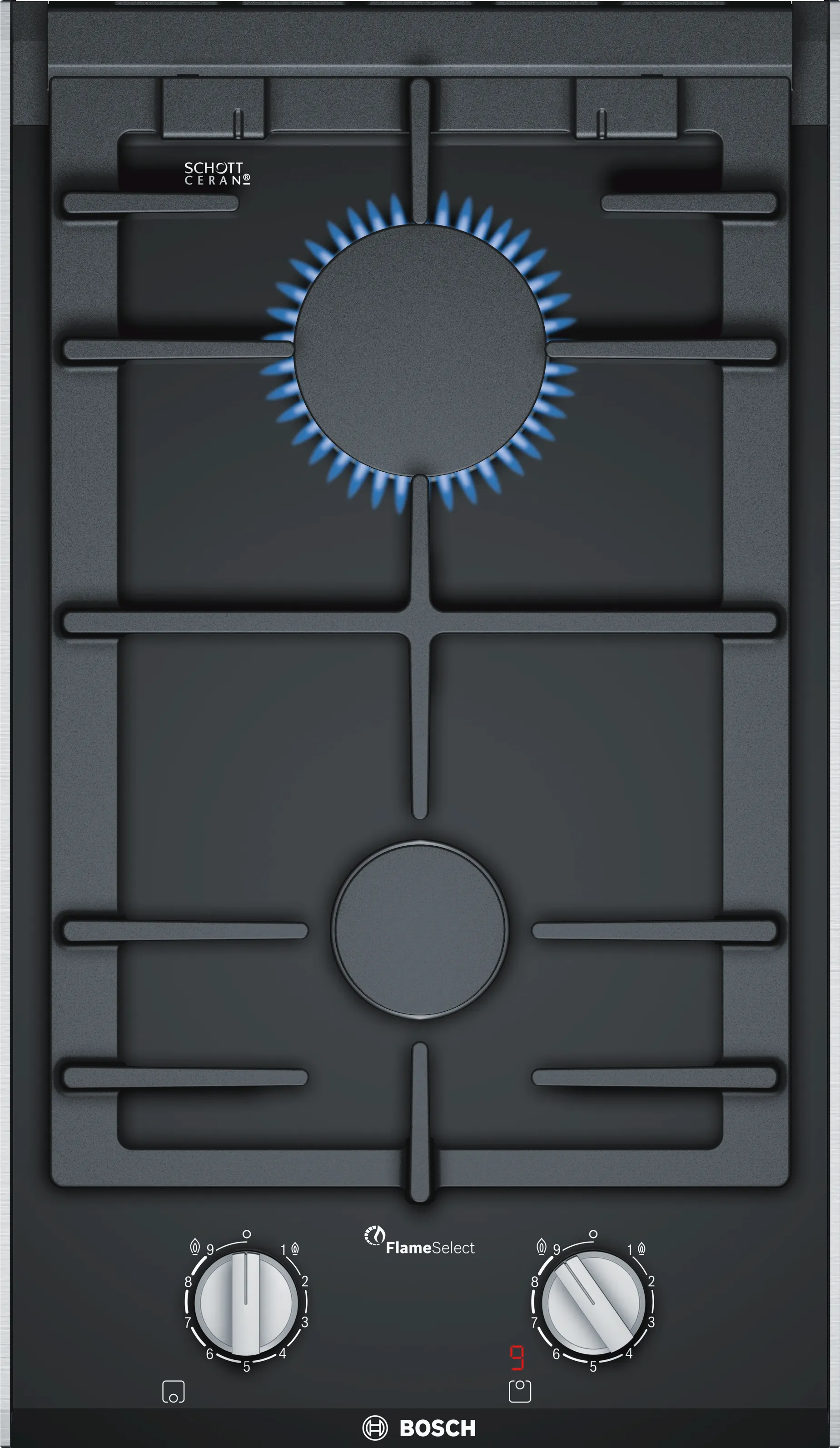 Bosch Series 8 Domino Gas Hob 30cm Ceramic Glass Black PRB3A6D70M