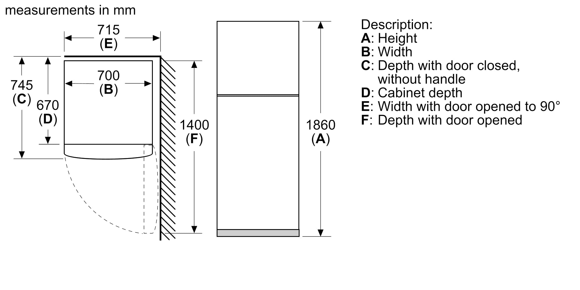 Bosch Series 4, 485 Liters, Refrigerator 186x70 cm, Stainless Steel, KDN55NLE0M
