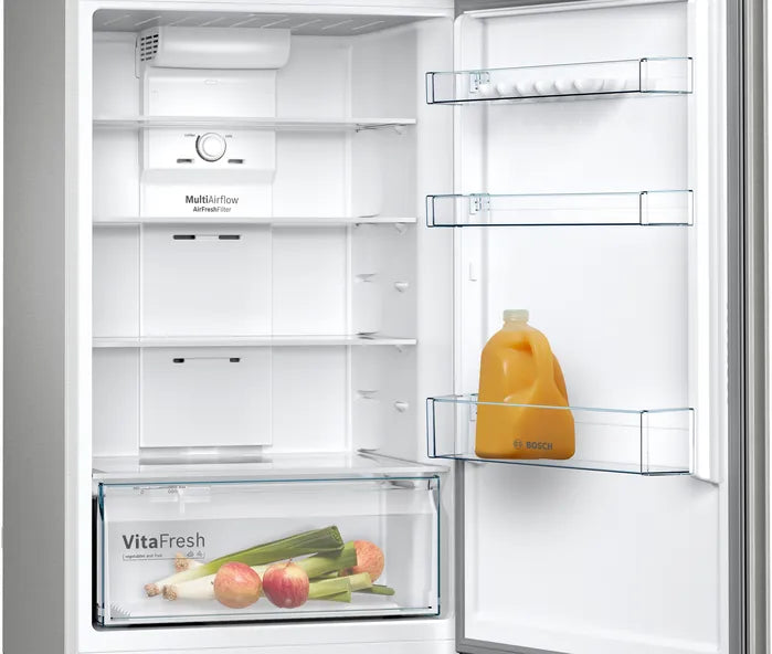 Bosch Series 2, 365 Liters Refrigerator, 186 x 70 cm Stainless steel, KDN43N120M