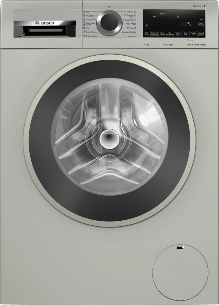 Bosch 10 kg Series 4 Front Loading Washing Machine with Iron Steam Assist, Silver WGA2540XSGC