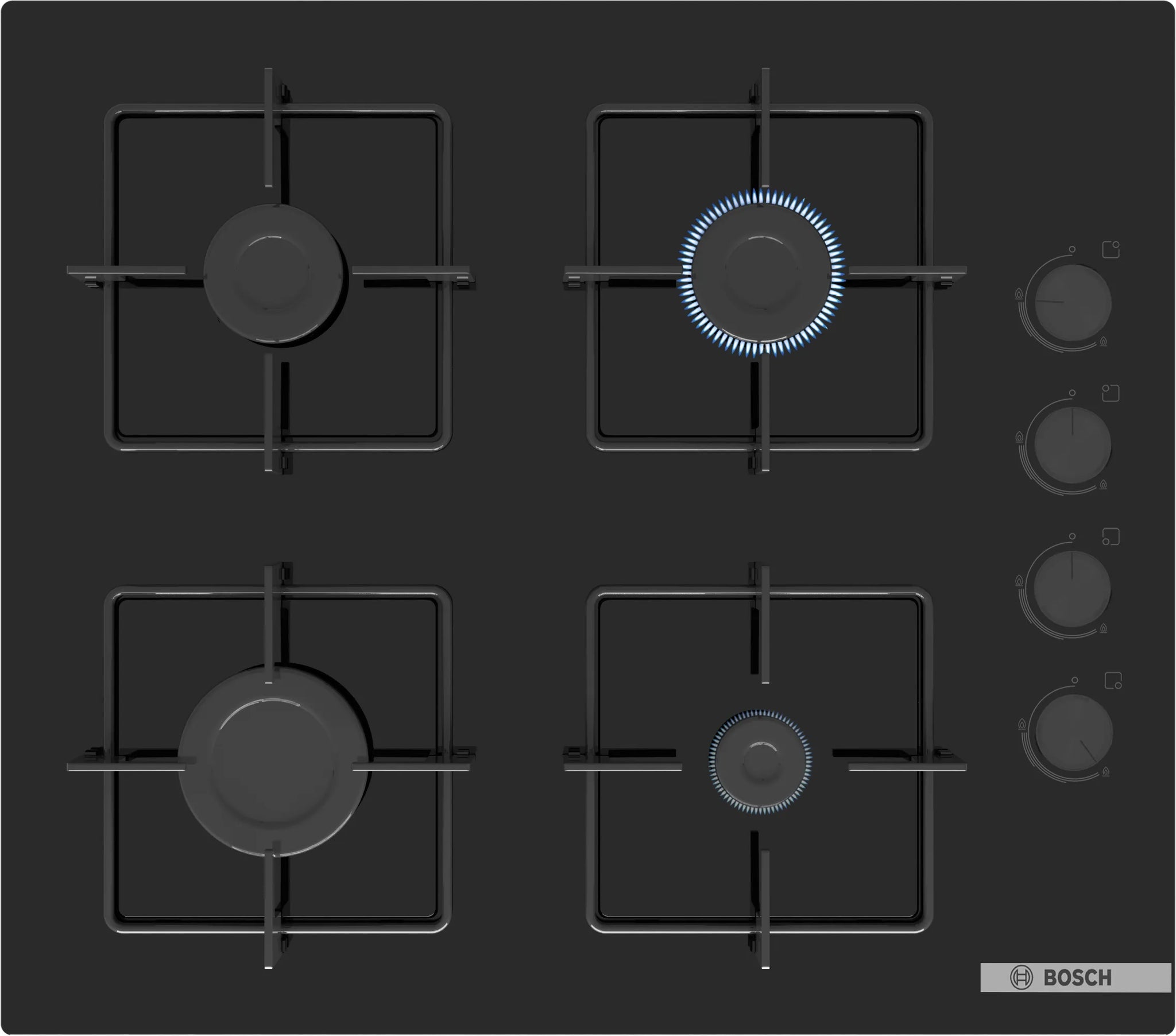 Bosch Series 4 built-in gas hob 60cm,Black tempered glass