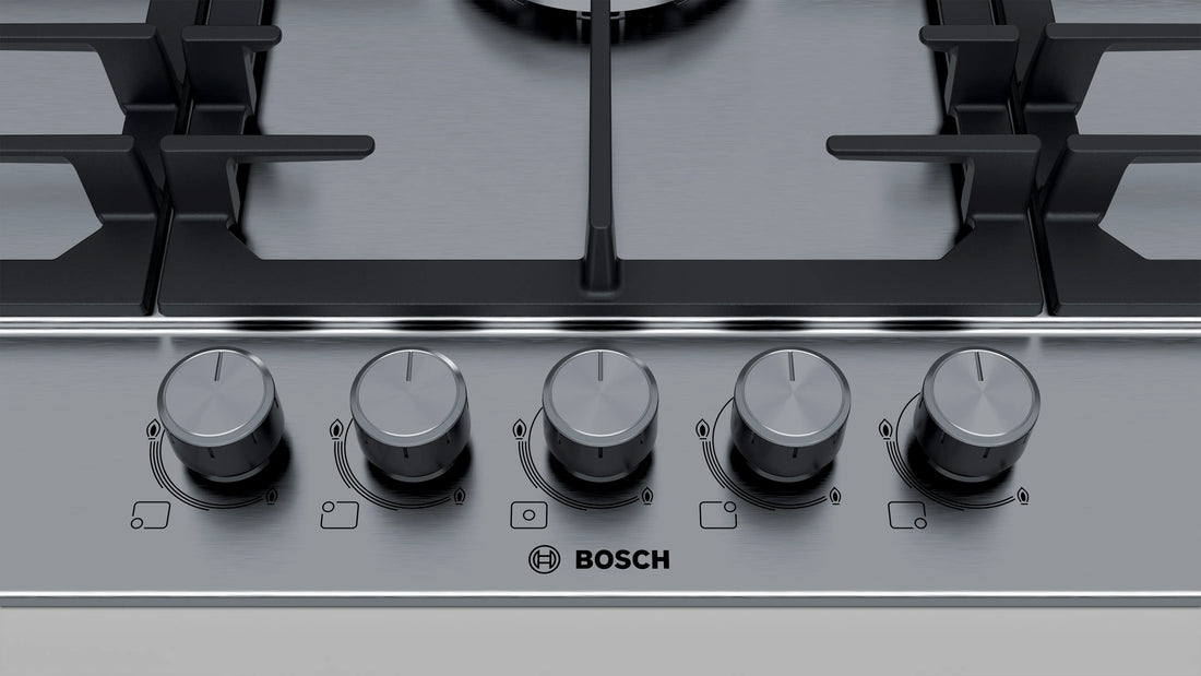 Bosch Series 6, 5 burner gas hob 90 cm Stainless steel