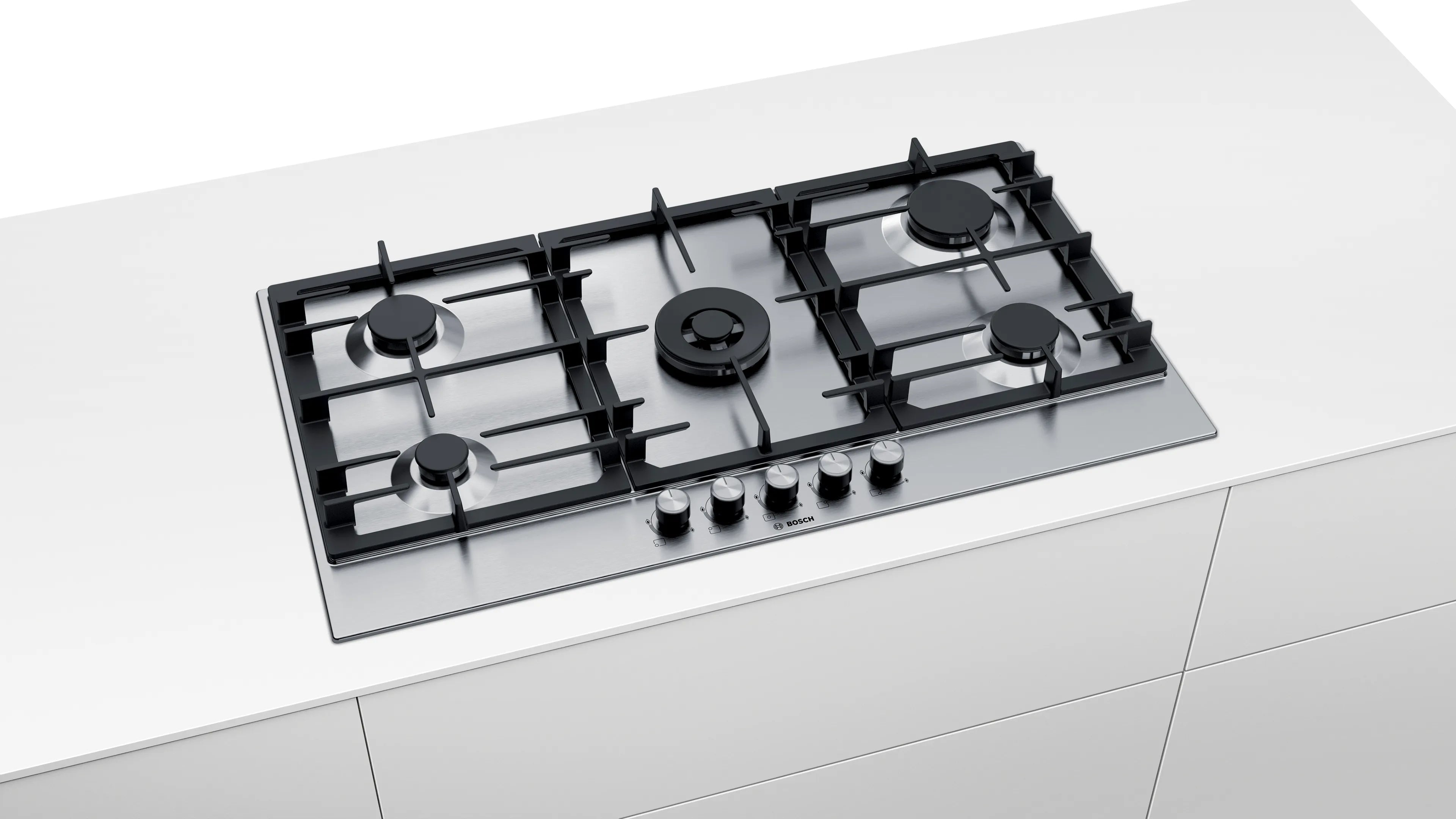 Bosch Series 6, 5 burner gas hob 90 cm Stainless steel