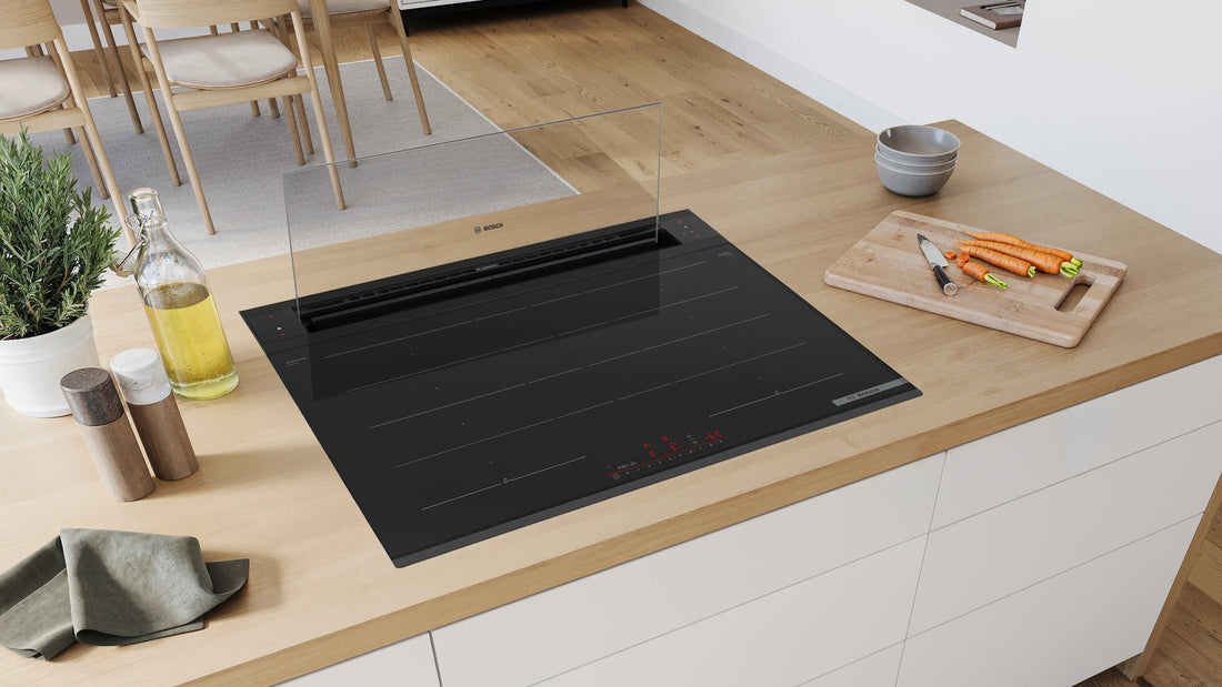 Bosch Series 8 downdraft hood for modern kitchens 80 cm clear glass, Black