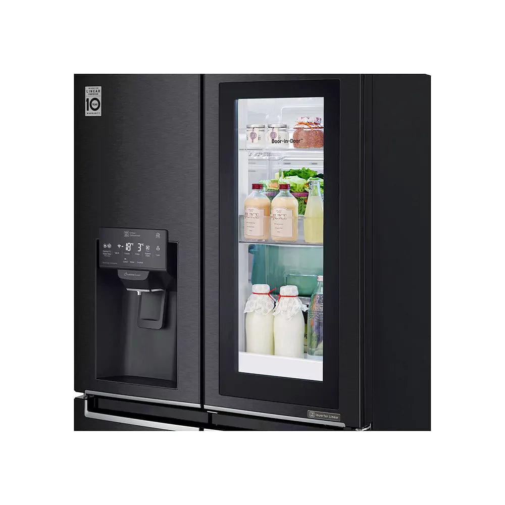 LG  Slim Fridge, French Door InstaView 423 Liter, Black GR-X29FTQEL