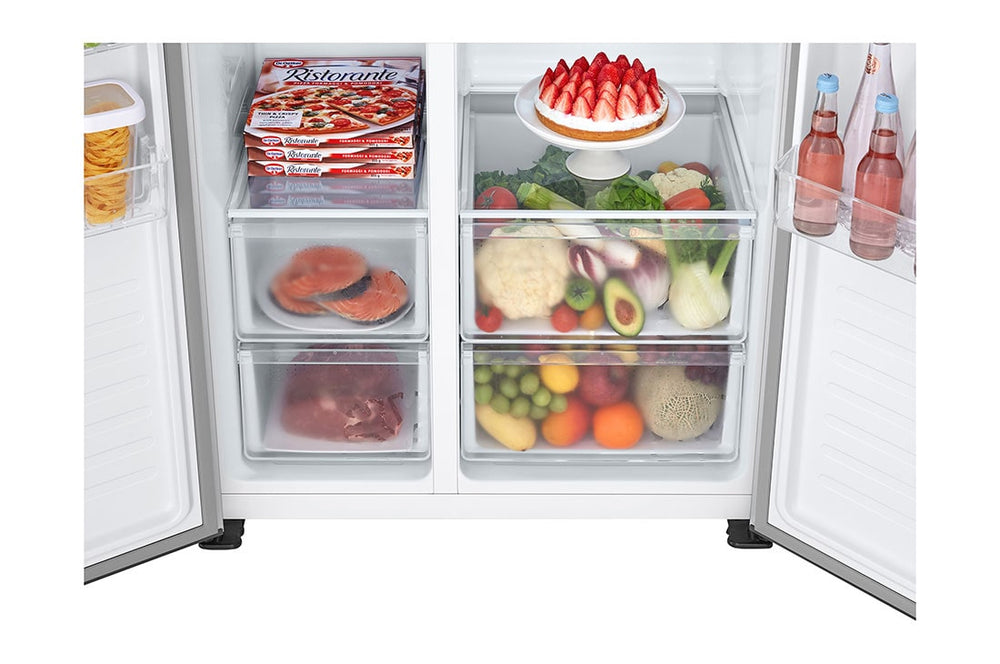 LG 509L Side-by-Side Refrigerator with Multi Air Flow, Silver GR-FB587PQAM