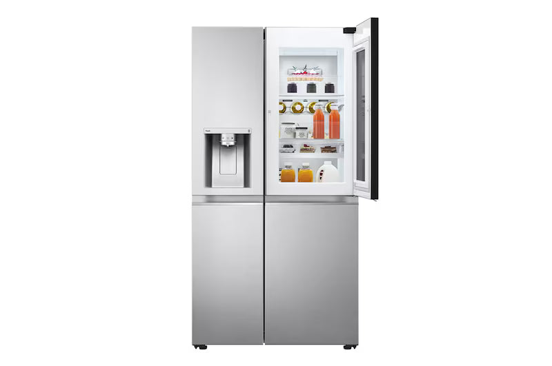 LG 674L Side-by-Side InstaView Fridge with Inverter Linear Compressor & UVnano™ technology in Noble Steel Finish