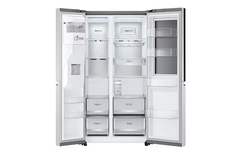 LG 674L Side-by-Side InstaView Fridge with Inverter Linear Compressor & UVnano™ technology in Noble Steel Finish