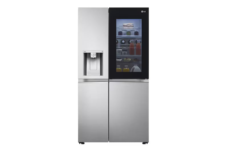 LG 674L Side-by-Side InstaView Fridge with Inverter Linear Compressor & UVnano™ technology in Noble Steel Finish