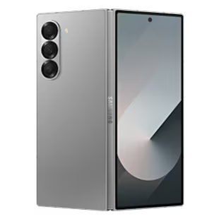 Smartphone with a metallic finish on a white background