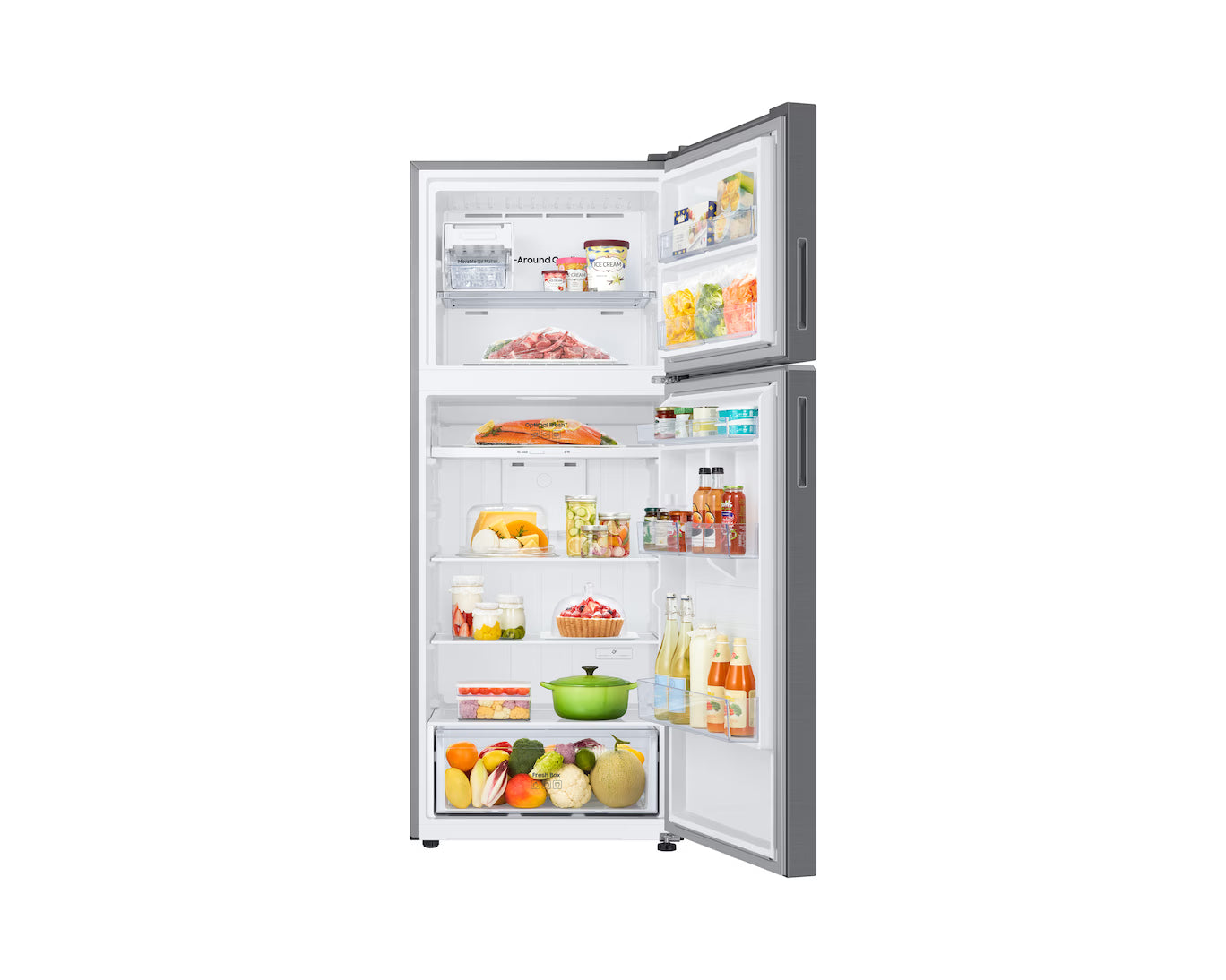Samsung 411 Liters Top Mount Refrigerator, Silver RT42CG6420S9