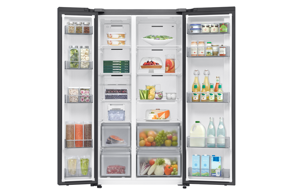 Samsung Bespoke AI 655L Side-by-Side Refrigerator, Dark Inox RS70F65QEFTR