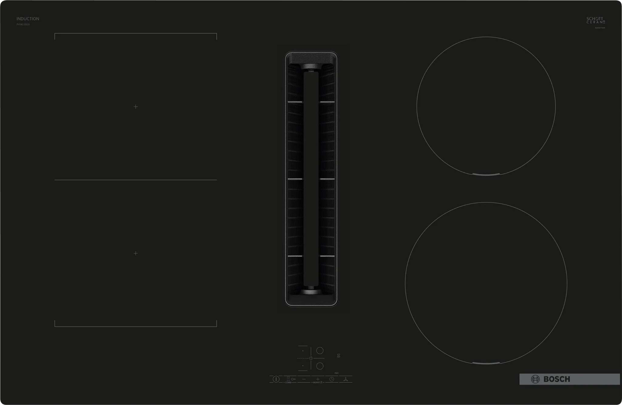 Bosch Series 4 Built in 4 Cooking Zone Induction hob 80cm Black