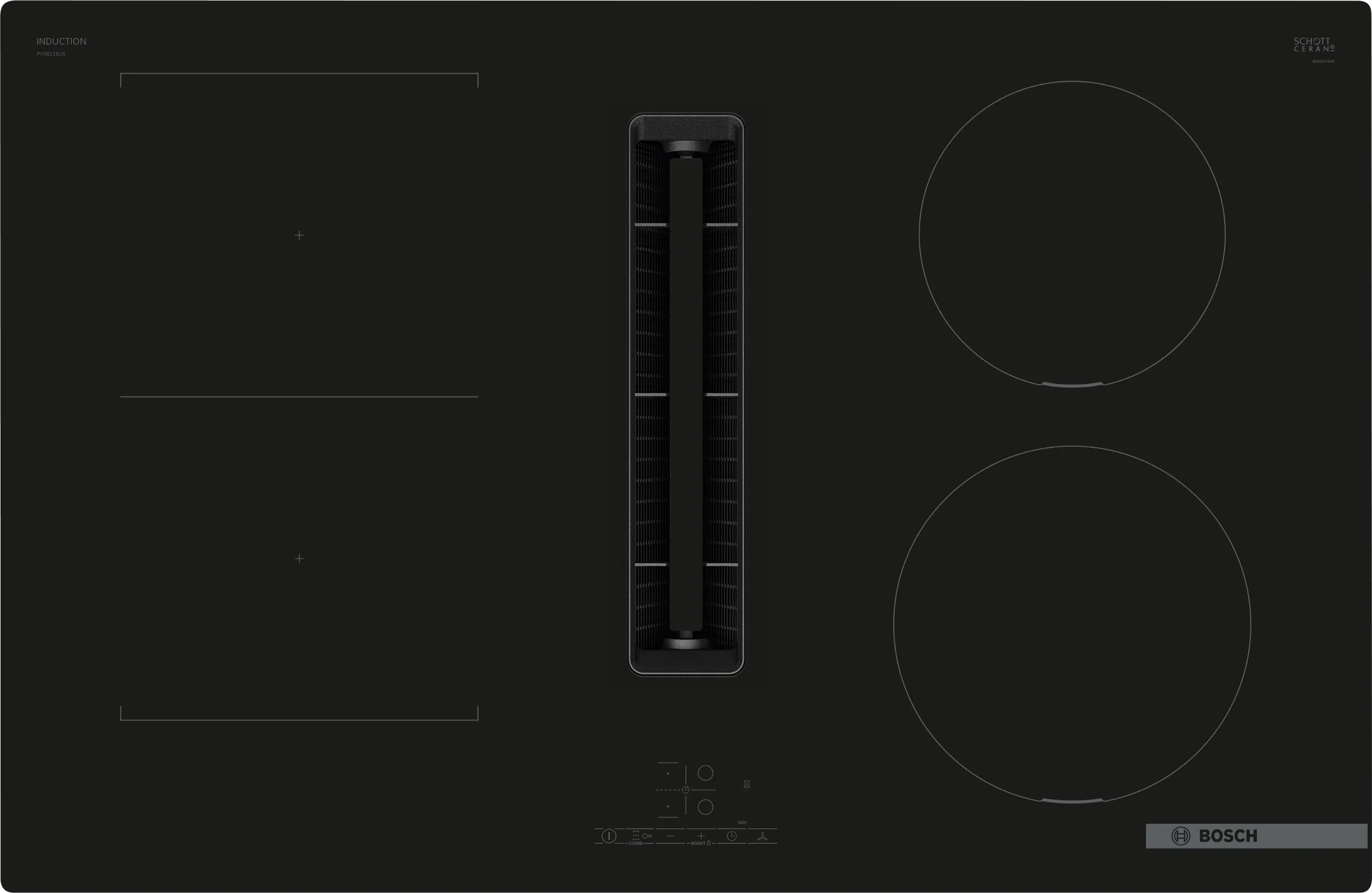 Bosch Series 4 Built in 4 Cooking Zone Induction hob 80cm Black